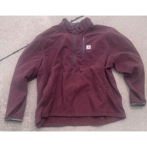 Carhartt 3XL Burgundy Quarter Zip Fleece Pullover Workwear Heavyweight
